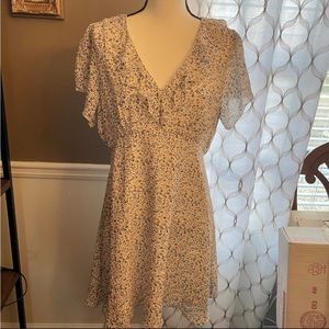 NWOT Madewell Silk Ruffle Neck Floral Mini Dress